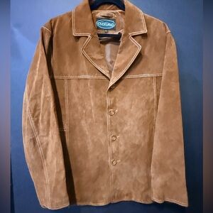 Overland Outfitters - Brown Suede Leather Jacket Mens M 21.5” P2P 30